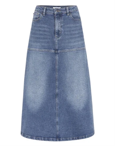 Soft Rebels - SRWilla Midi Denim Nederdel - True Blue